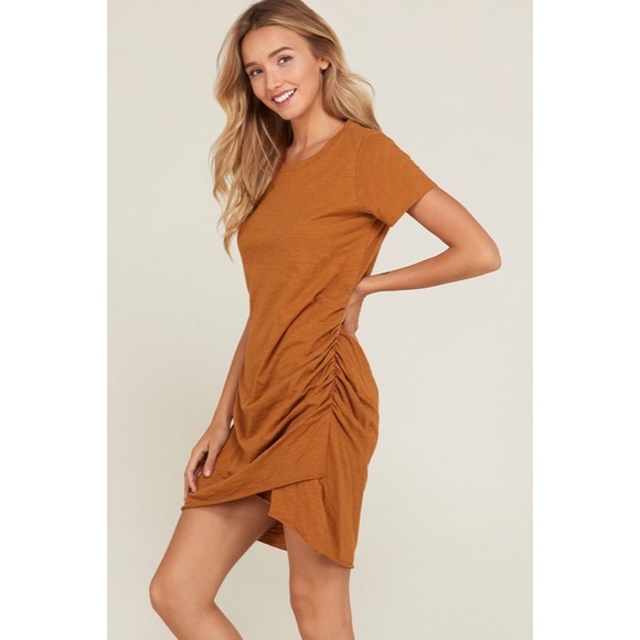 >>LAST<< Rachel Ruched Shirt Dress - Camel - Picture 5 of 6